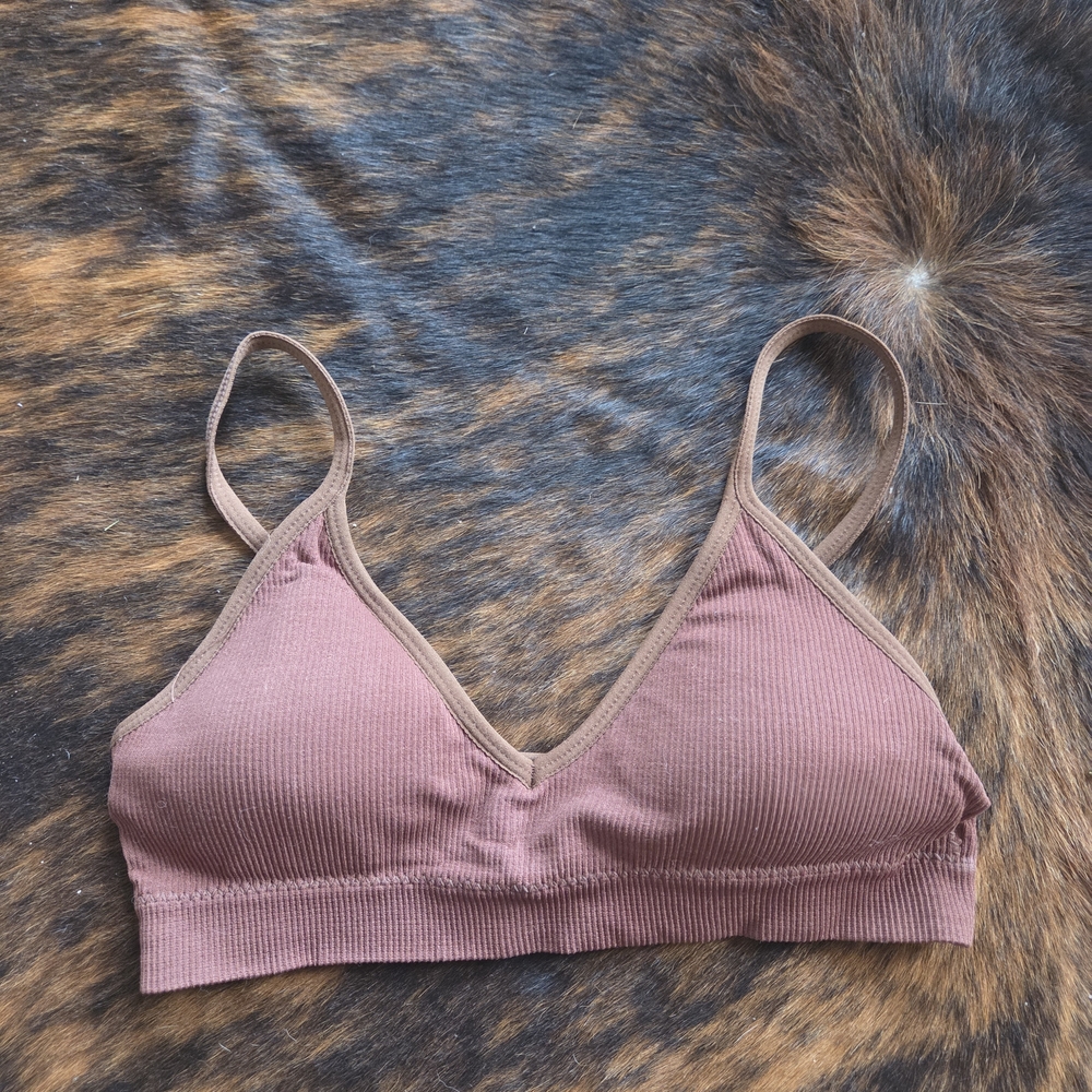 Women's Ribbed Bralette in Brown